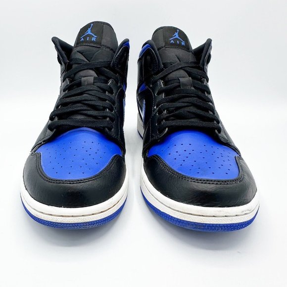 Jordan 1 Mid Black Hyper Royal 2020 Men's Size 11 Leather Casual 554724-068 - Picture 5 of 8